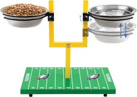 NFL Philadelphia Eagles Goalpost Football Field Dog Feeder  Adjustable Elevated Dog Bowls with Stand, 2 Stainless Steel Bowls, Non-Slip Rubber Feet, Raised Pet Feeder for Large & Small Dogs, Cats.