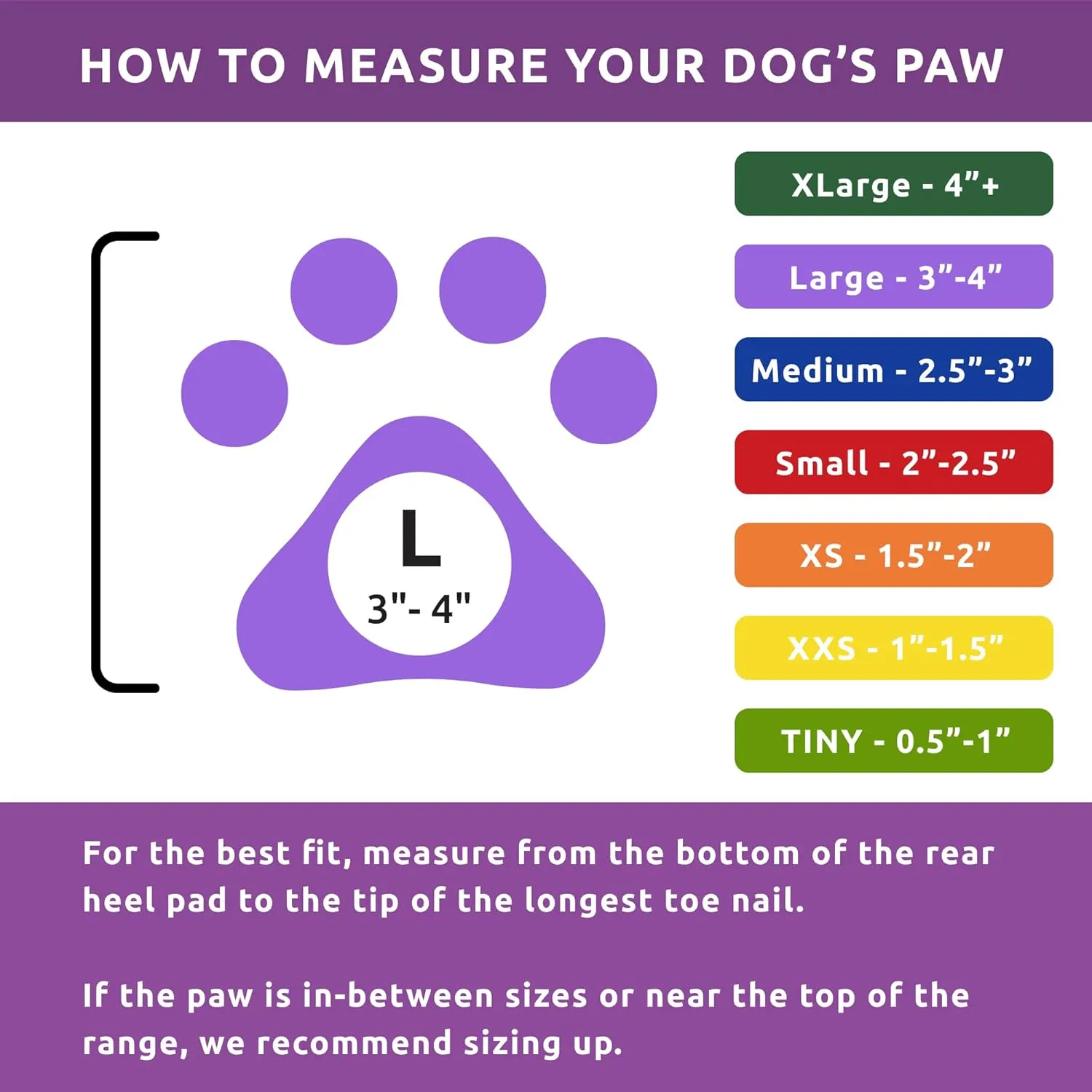 PawZ Rubber Dog Boots for Paws up to 4" - Dog Booties for Hot Pavement, Anti Slip Dog Socks, 12 Reusable Paws Waterproof Dog Boots, L, Purple
