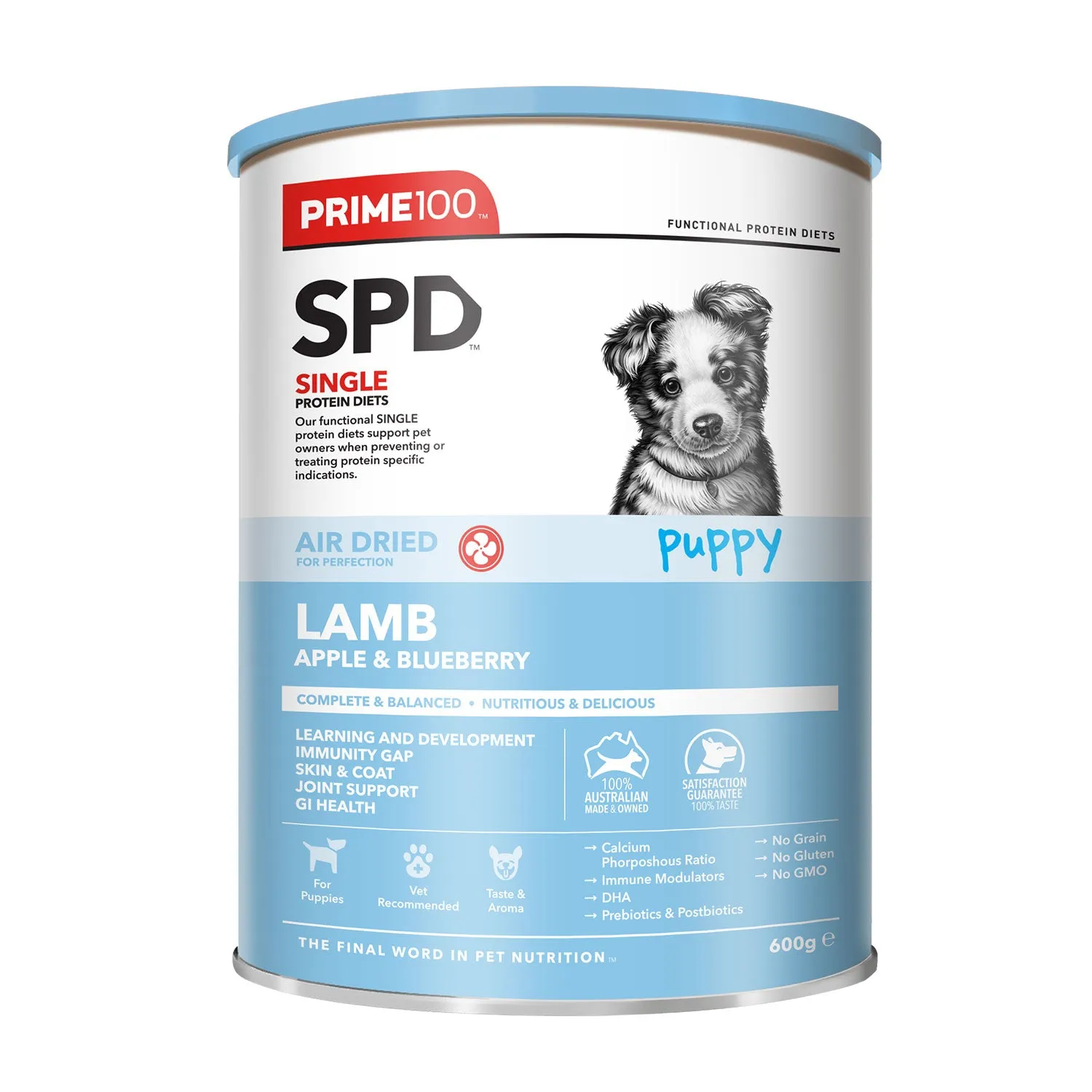 Prime100 SPD Air Dried Lamb, Apple & Blueberry Puppy Dry Dog Food