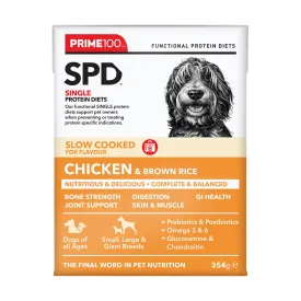 Prime100 SPD Slow Cooked Chicken & Brown Rice Adult Wet Dog Food 354g