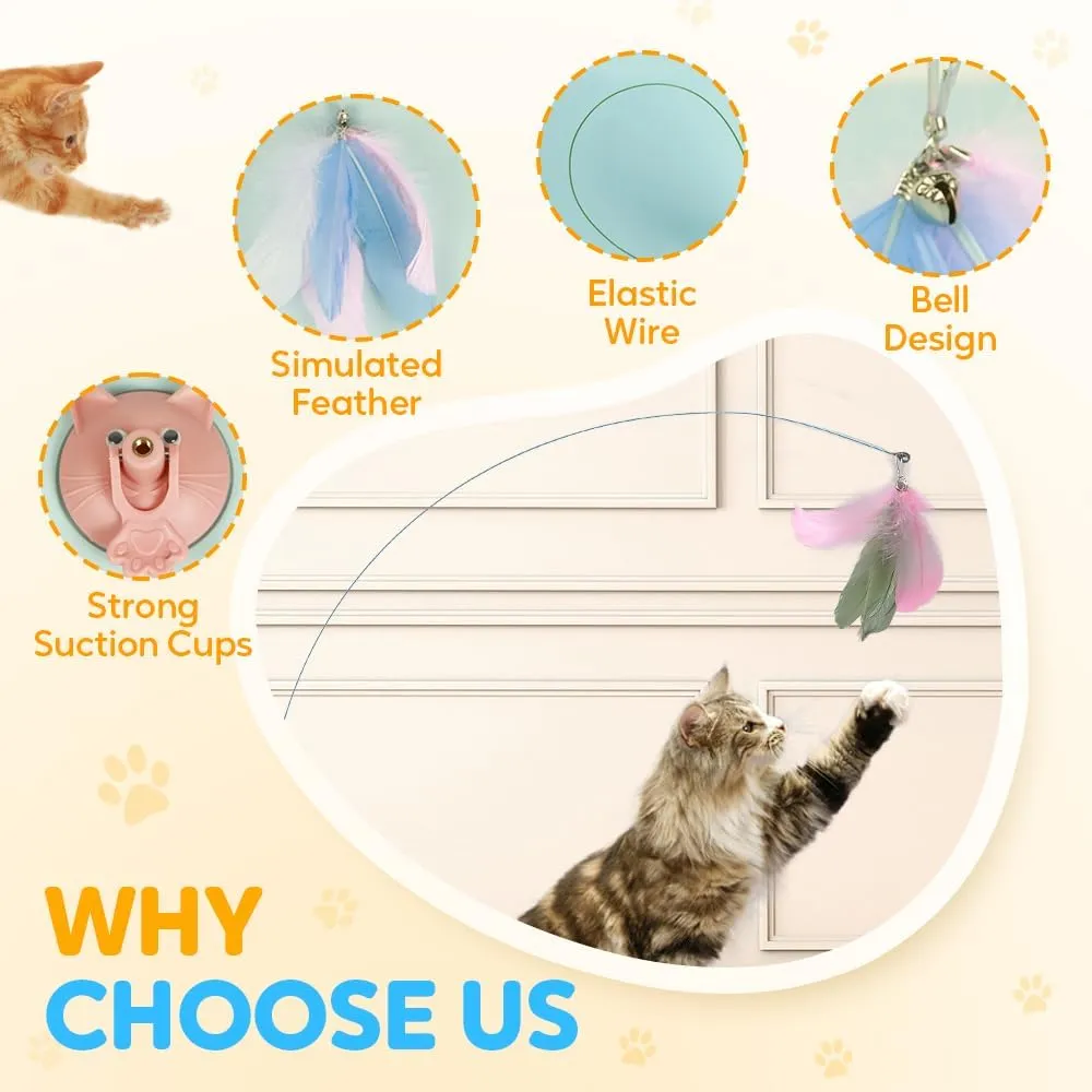 Puff Pet MeowMastery Toy, Upgrade Suction Cup Cat Toys for Indoor Cats, Cat Toys for Bored Indoor Adult Cats Wand Attachments (Blue)