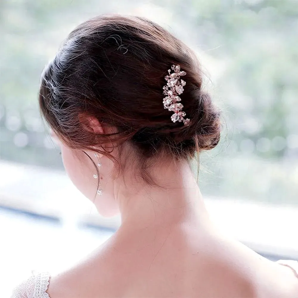 "Kinsley" - Crystal Bridal Hair Comb - Available in Silver, Rose Gold and Yellow Gold