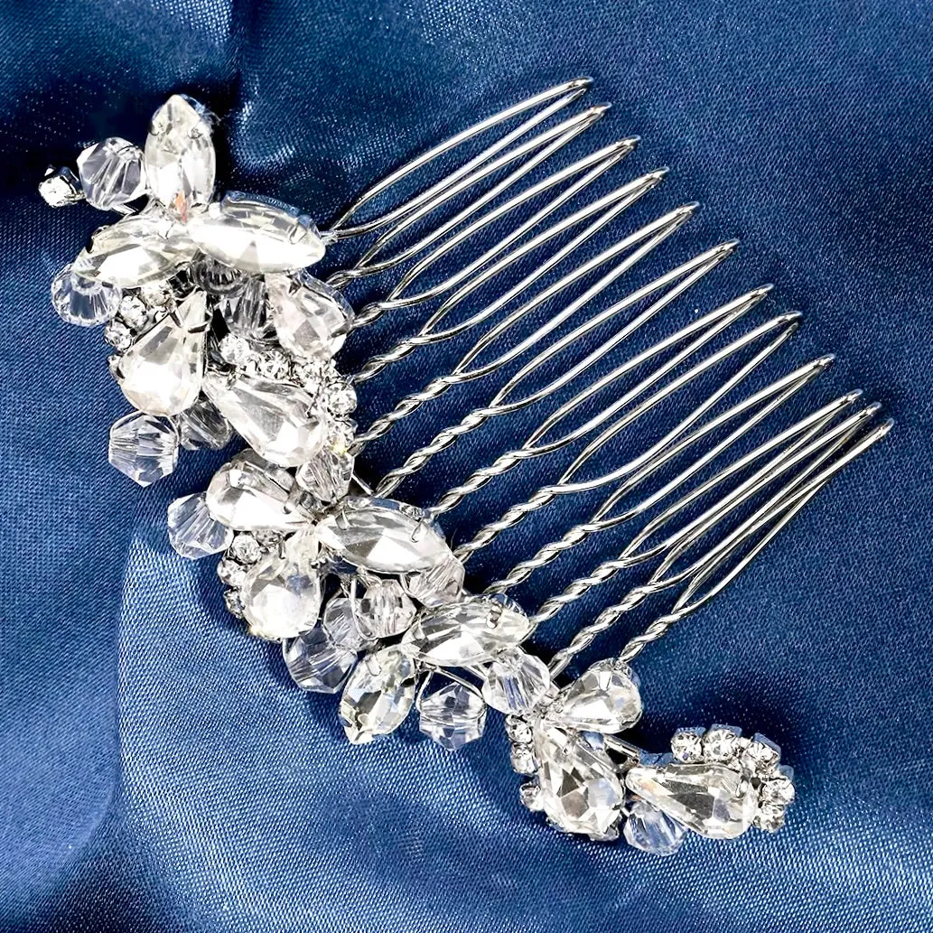 "Kinsley" - Crystal Bridal Hair Comb - Available in Silver, Rose Gold and Yellow Gold