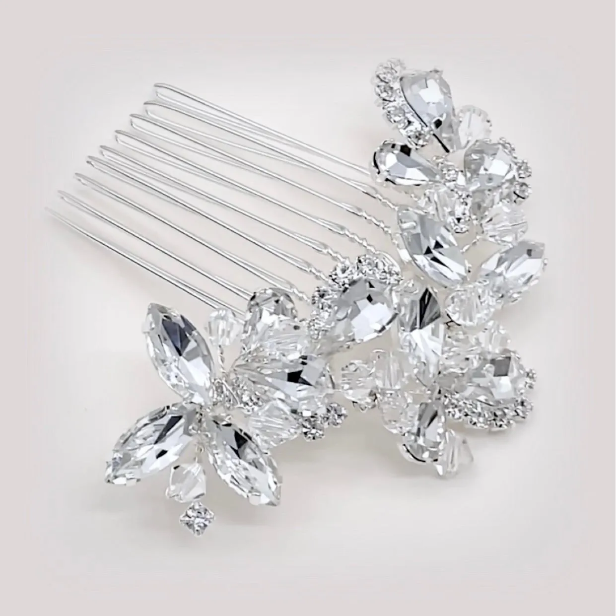 "Kinsley" - Crystal Bridal Hair Comb - Available in Silver, Rose Gold and Yellow Gold