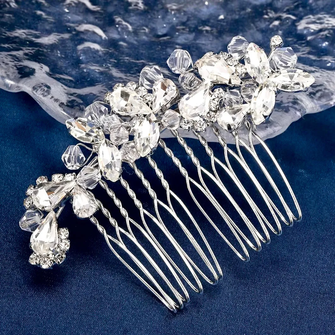 "Kinsley" - Crystal Bridal Hair Comb - Available in Silver, Rose Gold and Yellow Gold