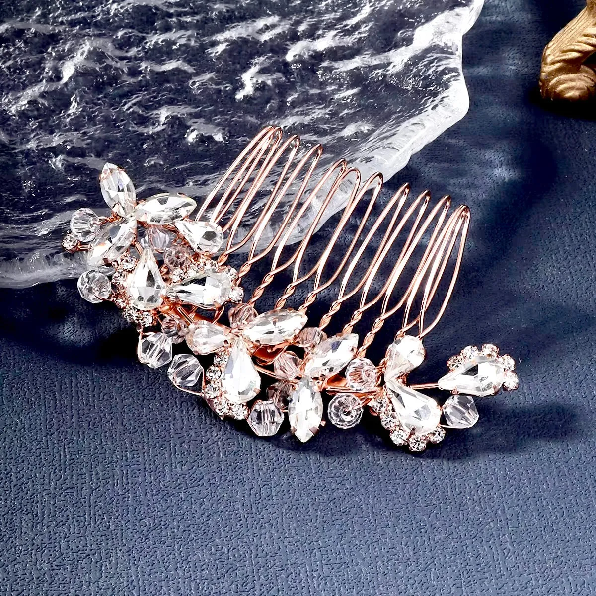 "Kinsley" - Crystal Bridal Hair Comb - Available in Silver, Rose Gold and Yellow Gold