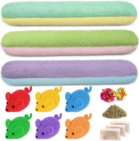Retro Shaw Cat Toys Pillow Refillable Catnip Toy,Cat Mice Toys Knitted Mouse Kitten Toys,Indoor Kittens Nip Kicker Toy