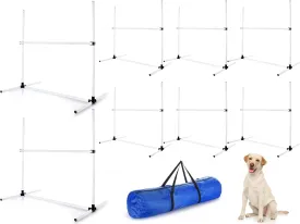 Shappy 8 Pieces Dog Agility Equipment with Adjustable Height Jump Bars Adjustable Dog Agility Jumps with Carry Bag Exercise Dog Jumping Hurdles for Indoor Outdoor Dog Agility Course Game, White