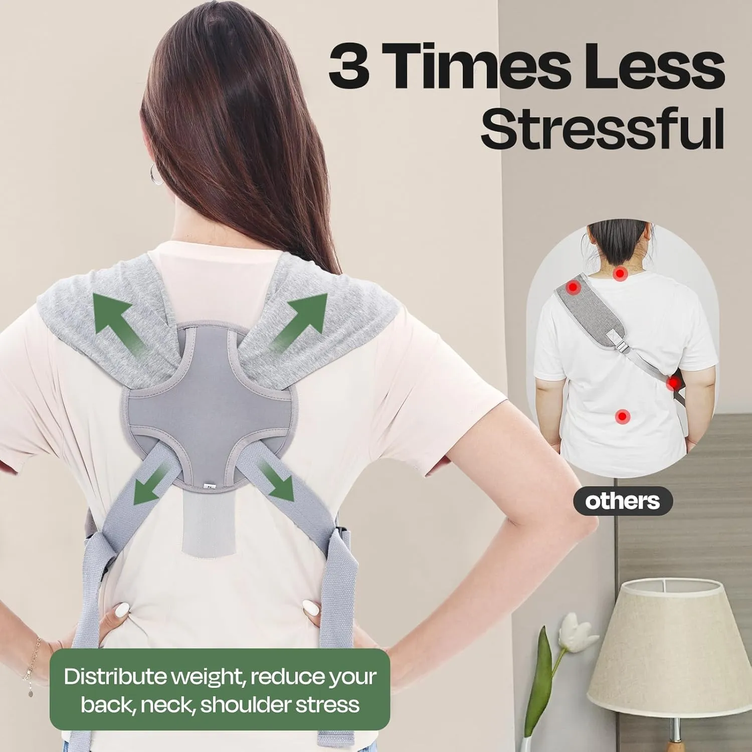 Supet Cat Sling Carrier Chest, Anti-Anxiety Hands-Free Front Dog Carriers for Small Dog, Soft Cotton Pet Sling Carrier, Adjustable Swaddle Wrap, Reducing Back Neck Pain(Plus, Grey)
