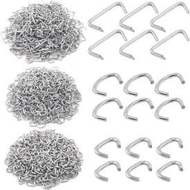Swpeet 1500Pcs 3/4" 1/2" 3/8" Galvanized Hog Rings Assortment Kit, Professional Upholstery Hog Rings Installation Kit for Bungee Shock, Cords, Animal Pet Cages