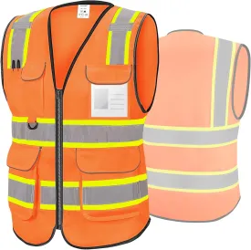 TICONN Reflective Safety Vest High Visibility Class II Mesh Vest for Women & Men Meets ANSI Standards