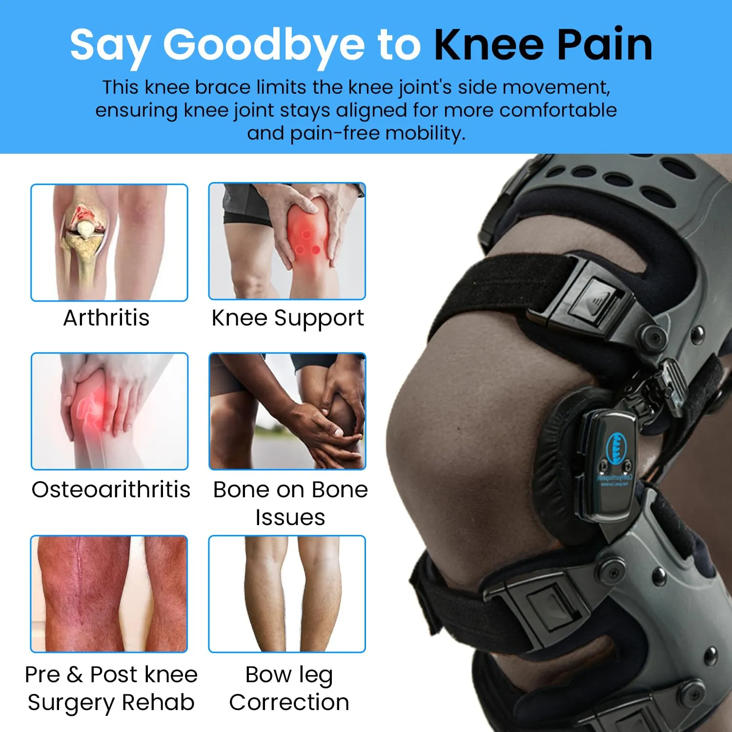 UPGRADED OA Medial Unloader Knee Brace for Men and Women Osteoarthritis & Arthritis Pain Support, Bone on Bone Joint Offlaoder L1851 L1843 With Valgus Varus Correction Built-in Hex Key, Left