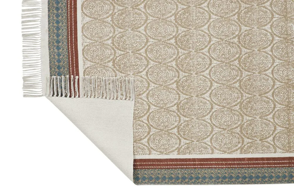 Villedomo Luxury Modern Rectangular Dhurrie For Floor, Living Room & Bedroom|Drawing Room Dhurrie|Spheres Beige|Dhurrie For Living Room Size 4 X 6 Feet (120 X 180 Cm)