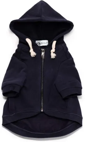 Zip Up Adventure Dog Hoodie with Hook & Loop Pockets and Adjustable Drawstring Hood - XXS to XXL - Multiple Colors - Comfortable & Versatile Dog Hoodies (Navy, XS)